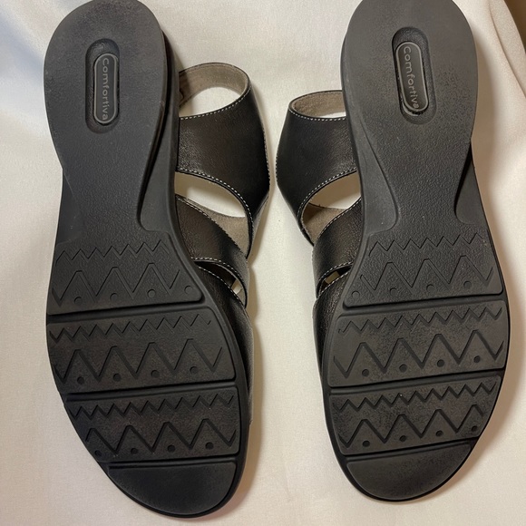 Comfortiva PARMA Leather Sandals Black size 10 Memory Foam Pillowtop Pre-owned - Picture 5 of 9